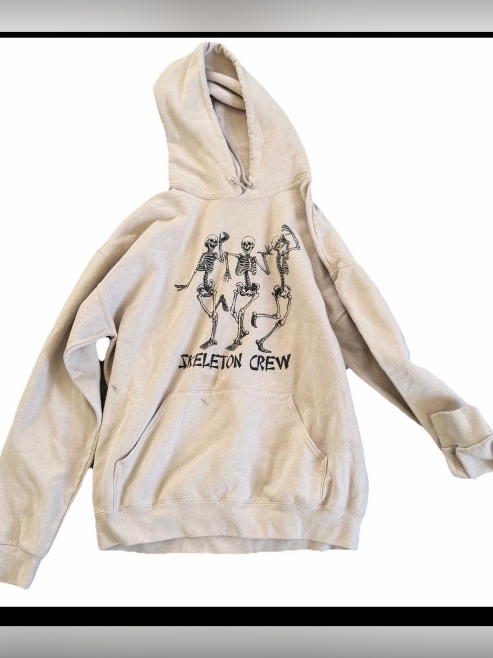 Bowery Supply Co Women’s Skeleton Crew Hoodie Sweatshirt Tan Size Large